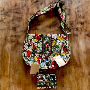 Vera Bradley saddle up & coin purse- poppy fields
